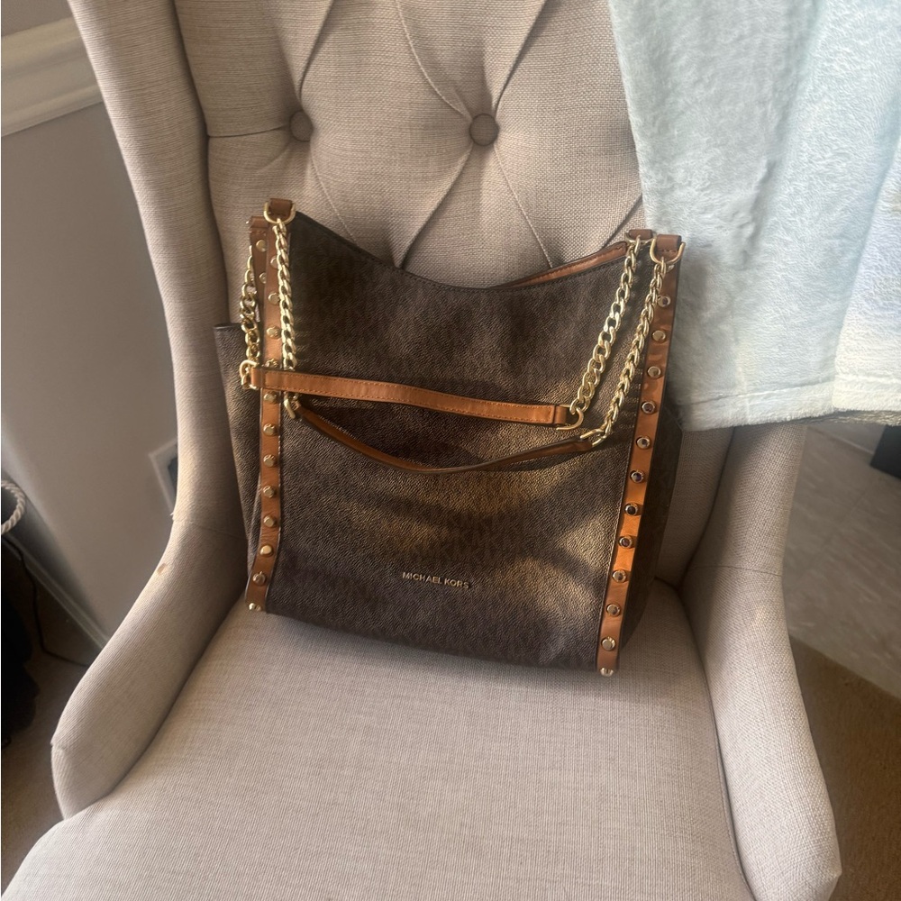 Michael Kors Brown and Gold Shoulder Bag - Picture 6 of 11